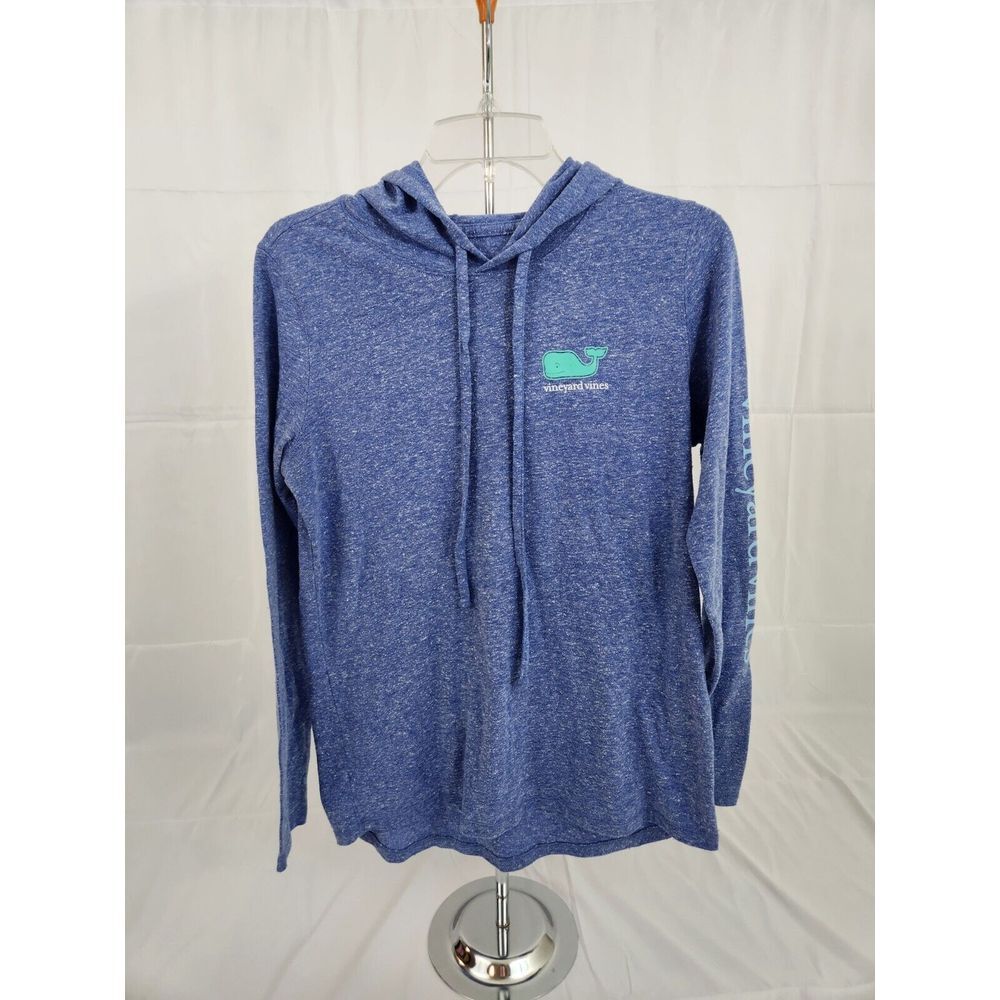 Vineyard‎ Vines Mens Small Blue Heathered Whale Logo Long Sleeve Pullover Hoodie